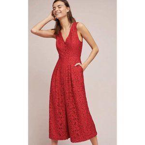 Moulinette Soeurs Anthropologie Jaeda Red Lace Jumpsuit 2 XS NEW NWOT RARE HTF